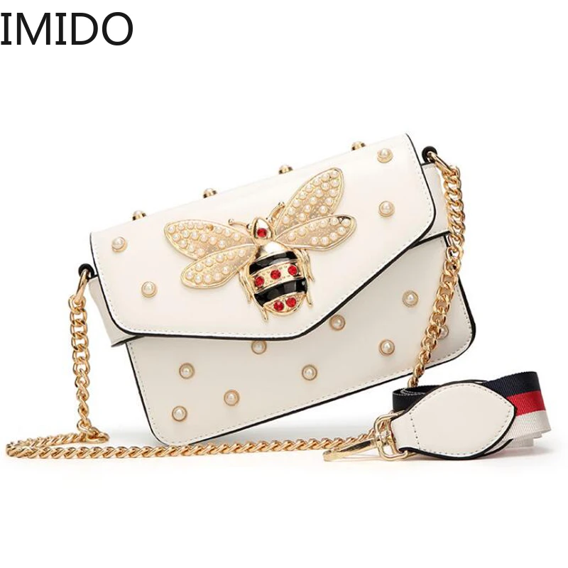 

New Famous Brand Women Messenger Bags Black Small Chain Crossbody Bags Female Luxury Shoulder Bag Pearl Handbag 2019 Red White