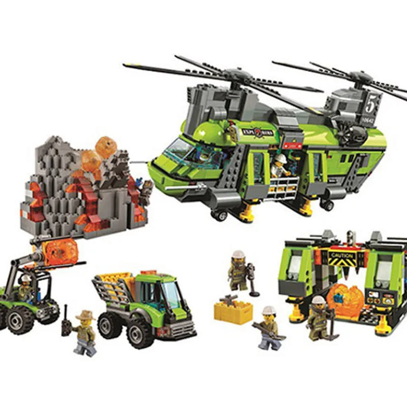 

Bela 10642 City Series Volcano Heavy-lift Helicopter Explorer Building Block Bricks Volcano Toys Compatible With Legoings