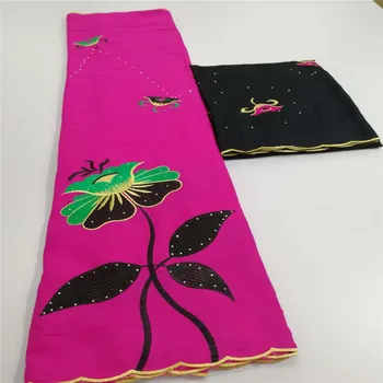 

African lace bazin riche fabric 2018 top quality New cotton brocade 5 yards + 2 yards newest tulle lace JJ204-1