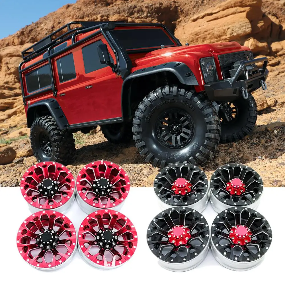 

4PCS 1.9 Inch RC Rock Crawler Alloy Wheel Rim Beadlock For 1:10 Axial SCX10 90034 90035 90044 D90 4WD Traxxas TRX-4 RC Car Part