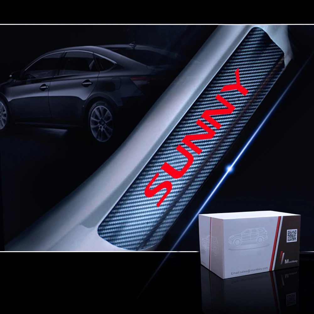 4D виниловая наклейка из углеродного волокна для защиты порога двери для Nissan SUNNY автомобильный порог приветствуется наклейка на педаль s автомобильные аксессуары 4 шт