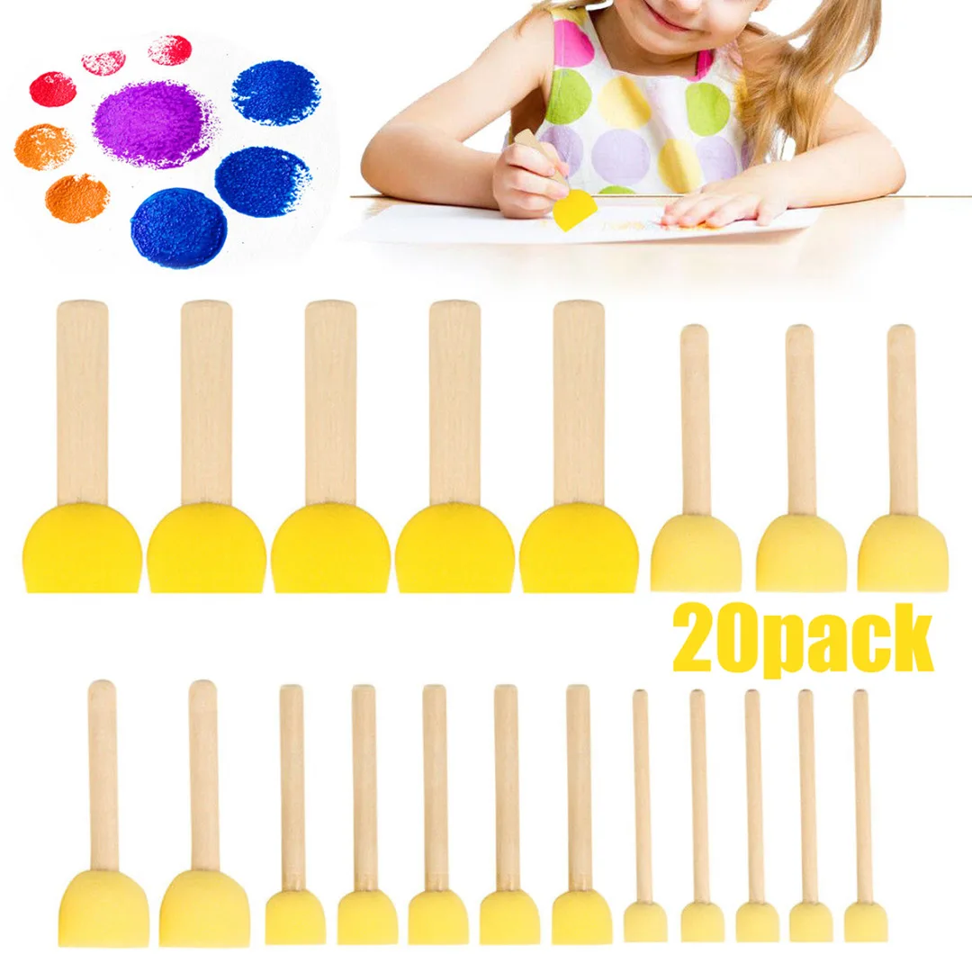 20Pcs DIY Stencil Brush Sponge Paint Stencil Tool Furniture Craft Sponge Paint Foam For Children DIY Supplies