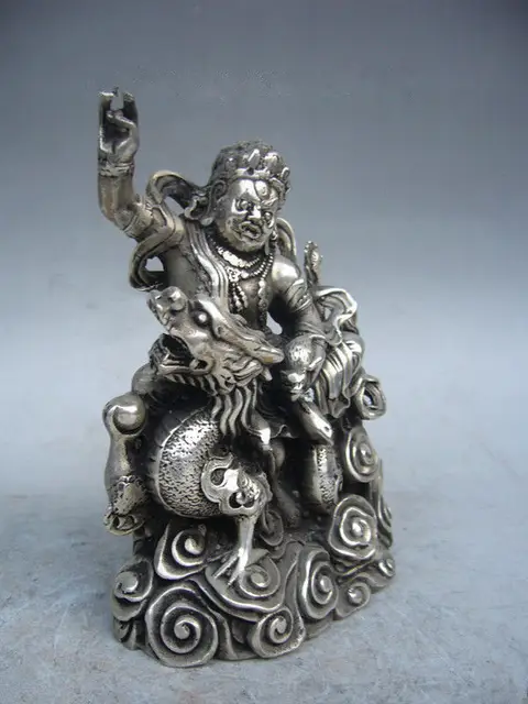 elaborate chinese decorative handmade old tibetan silver dragon