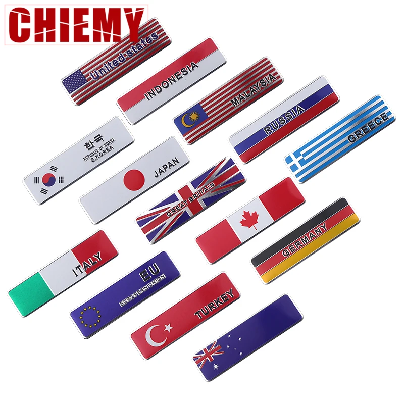 ##BUY Car Styling 3D aluminum UK Japan Germany USA Russia France Sweden Malaysia national flag Emblem Badge Motorcycle Car Sticker