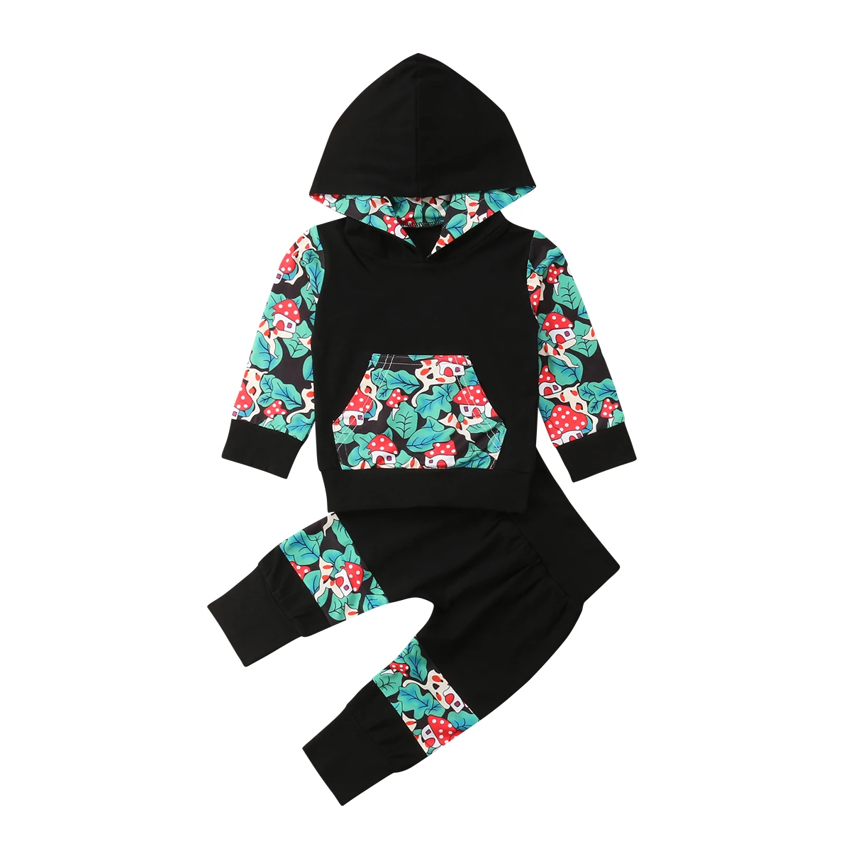 Baby Hoodies Clothes Outfits Newborn Baby Boy Girls Hooded Sweatshirt+Floral Pants 2PCS OutfitSet Tracksuit 0-12M