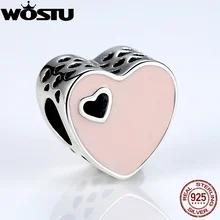 2017 Nueva Moda Plata de Ley 925 Granos Del Encanto Del Corazón Con Rosa Esmalte Fit Pandora Original Pulsera Auténtica Joyería Fina