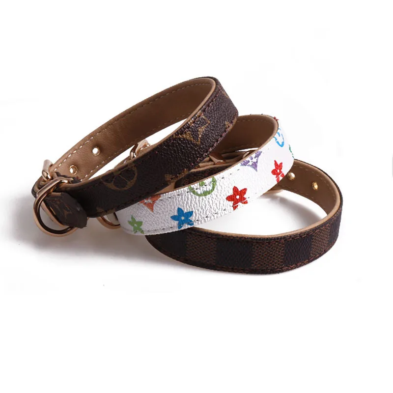 

Pet Collar Necklace Pet Lead Small Dog Lu Leather Collar Leash Black Brown High Quality Pet Leash Star Product Dog Accessories
