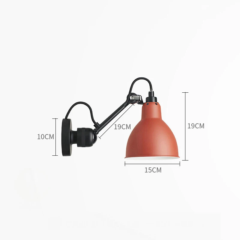 Artpad E14 современный европейский 360 градусов регулируемый настенный светильник прикроватный для чтения Настенные светильники вращающаяся рука ресторан кухня спальня - Цвет абажура: small size red