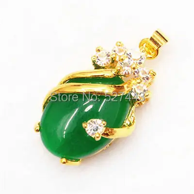 

Wholesale free shipping >>Solitaire multicolor natural Green stone Gold Pendant With Necklace