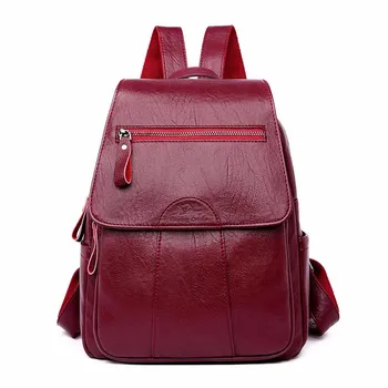 

2019 Female Backpacks Ladies Bagpack School Bags For Girls Preppy Style Women Leather Backpack Travel Rucksacks Female Sac A Dos