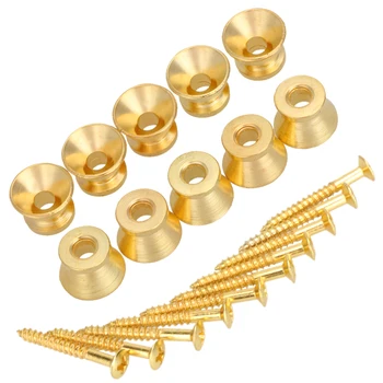

10 Pcs/Set Guitar Strap Locks Straplocks Strap Buttons Mushrooms Heads Gold Guitar Parts & Accessories New
