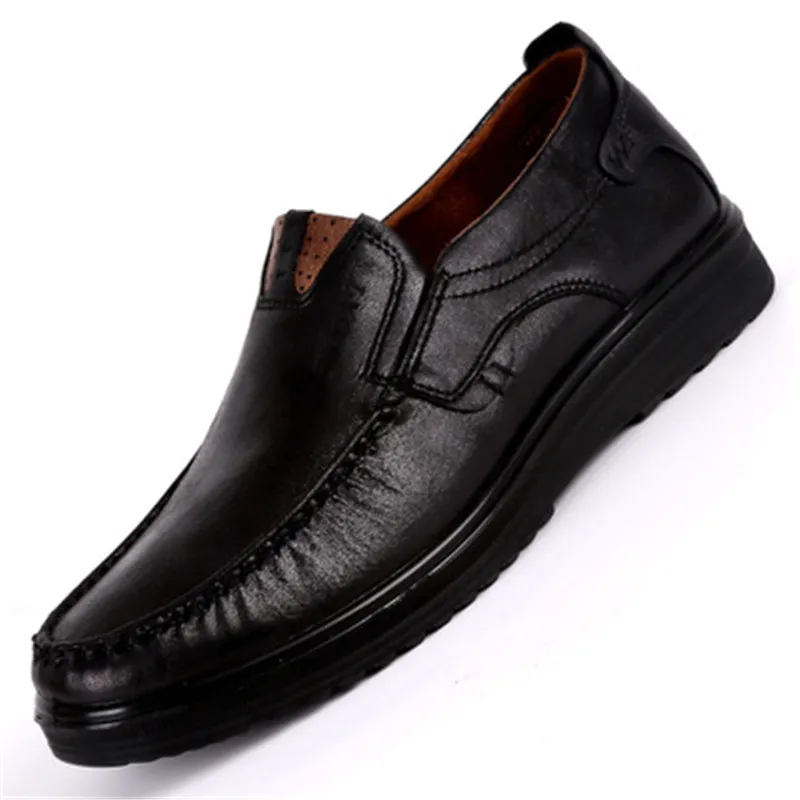 Новая мужская кожаная обувь люксовый бренд лоферы из ткани Элегантная нескользящая обувь для вождения mocassin homme размер 38-48 Мужская обувь Прямая поставка - Цвет: Black