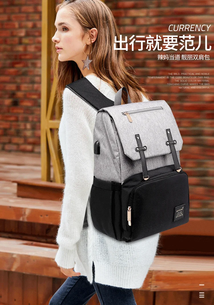 Fashion Diaper Bag Mummy Backpack Large Capacity Maternity Nappy Bag Usb Baby Stroller Bag Waterproof Oxford Handbag For Mother (3)