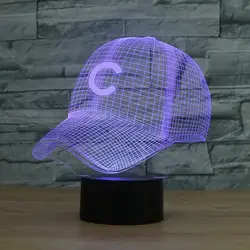 3D свет Чикаго Кабс Бейсбол команды Кепки шляпа светодиодный ночник стол настольные лампы для детей спать света до игрушка