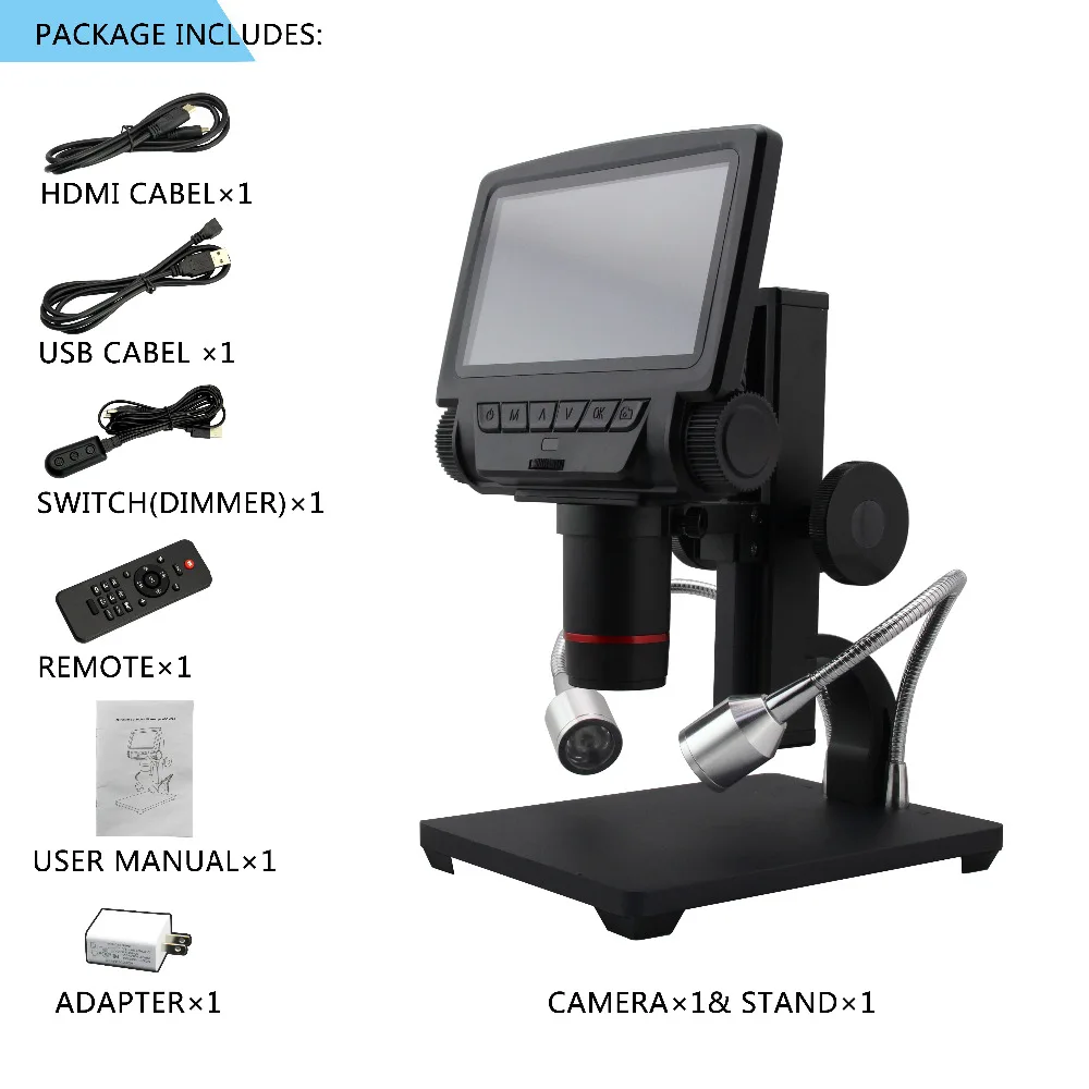  AndonstarNew HDMI/AV microscope long object distance digital USB microscope for mobile phone repair