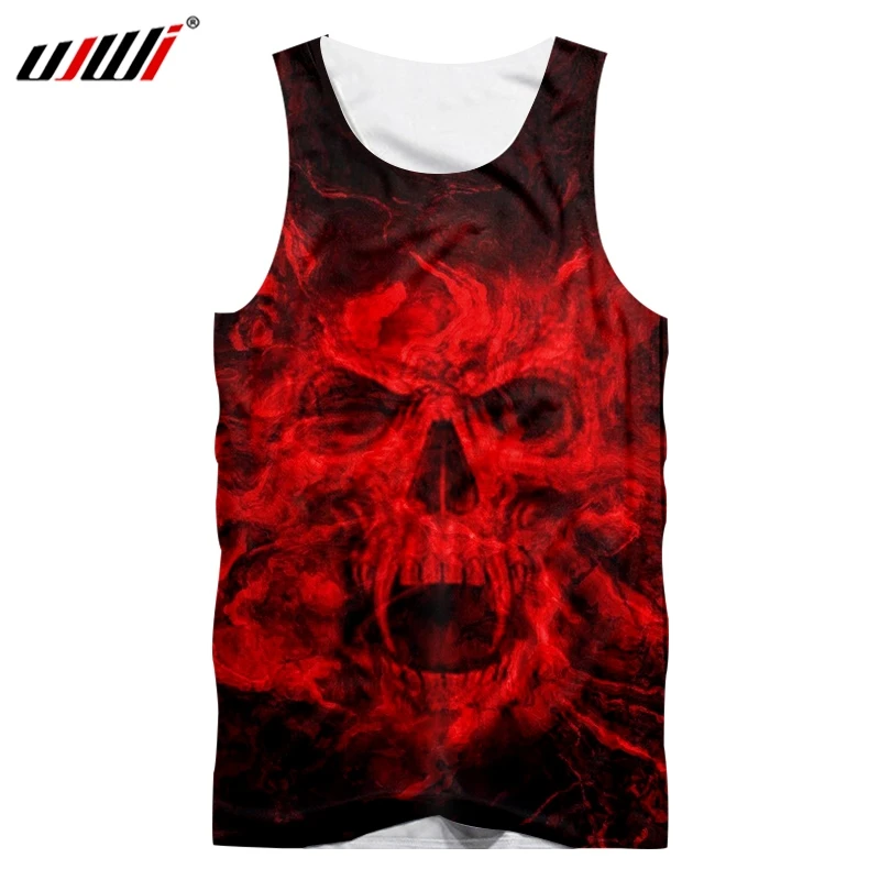 

UJWI Free Shipping Men's Tank Top Print Red Skull 3d Vest Man Singlets Sleeveless Tee Shirts Unisex Undershirt Jerseys Summer