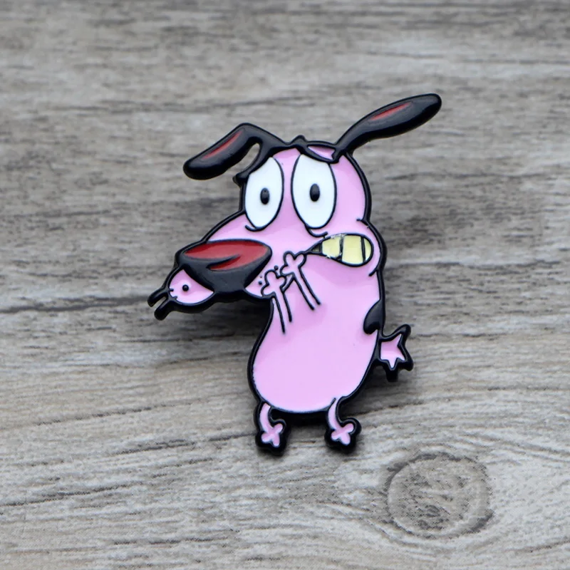 

L1380 COURAGE The Cowardly Dog Metal Brooches and Pins Enamel Pin for Backpack/Bag Badge Brooch T-shirt Collar Jewelry 1pcs