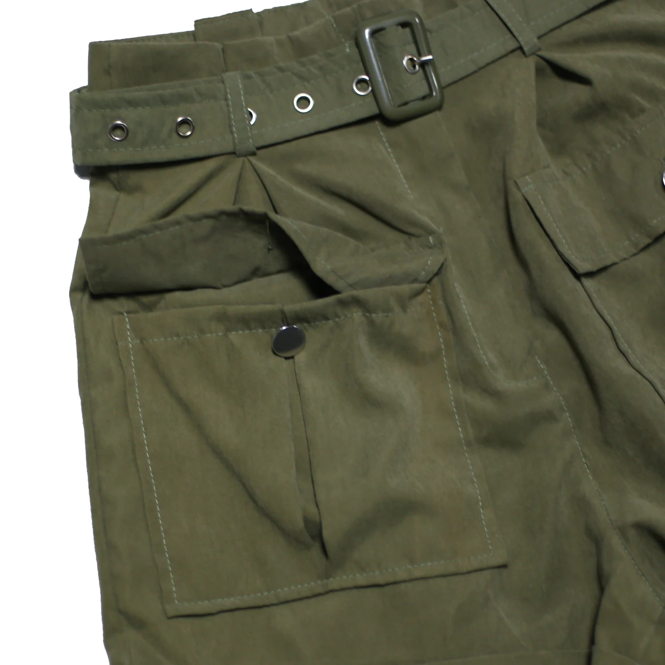 Новые модные женские короткие брюки женские летние повседневные короткие брюки с высокой талией с поясом армейский зеленый