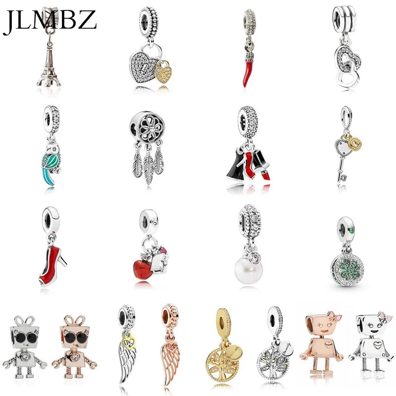 

27 Styles Apple/Fee/Tower/Love/Wing/Robot Charms Beads Fit Pandoraa Bracelet & Necklaces Pendant Beads Jewelry Making Women Gift