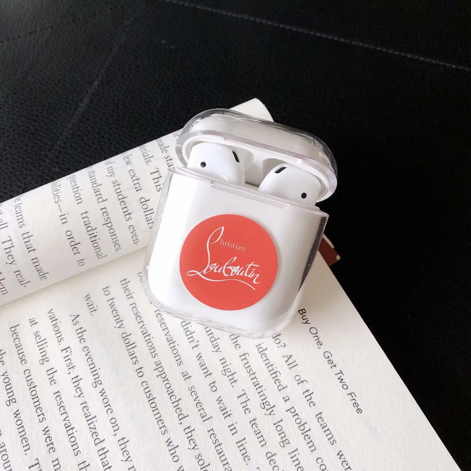 New 2019 Red Silicone Airpods Case Cover Earphone Luxury Protector Hard Clear Case For Apple iPhone Airpods 2 Holder Transparent