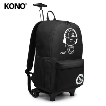 

KONO Anime Luminous Backpack Rolling School Bag for Boys Girls Men Women Wheeled Laptop Backpacks Travel Rucksack Daypack YD6877