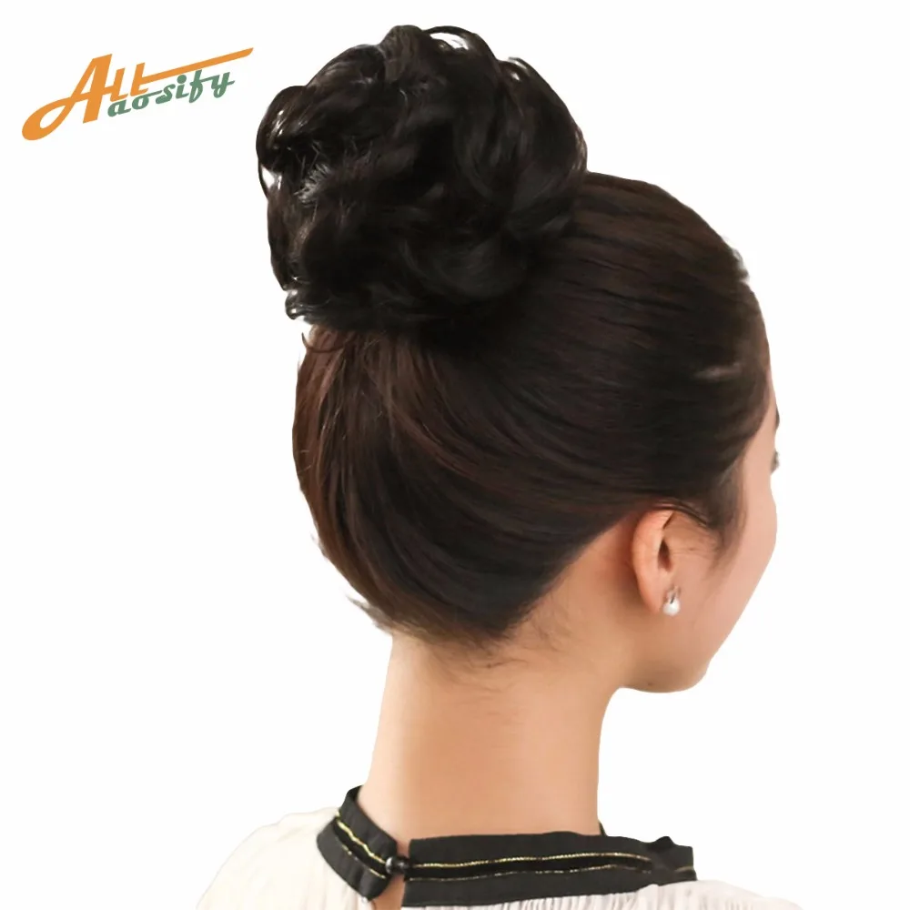Allaosify девушки вьющиеся Scrunchie шиньон с резинкой коричневый блондин синтетические