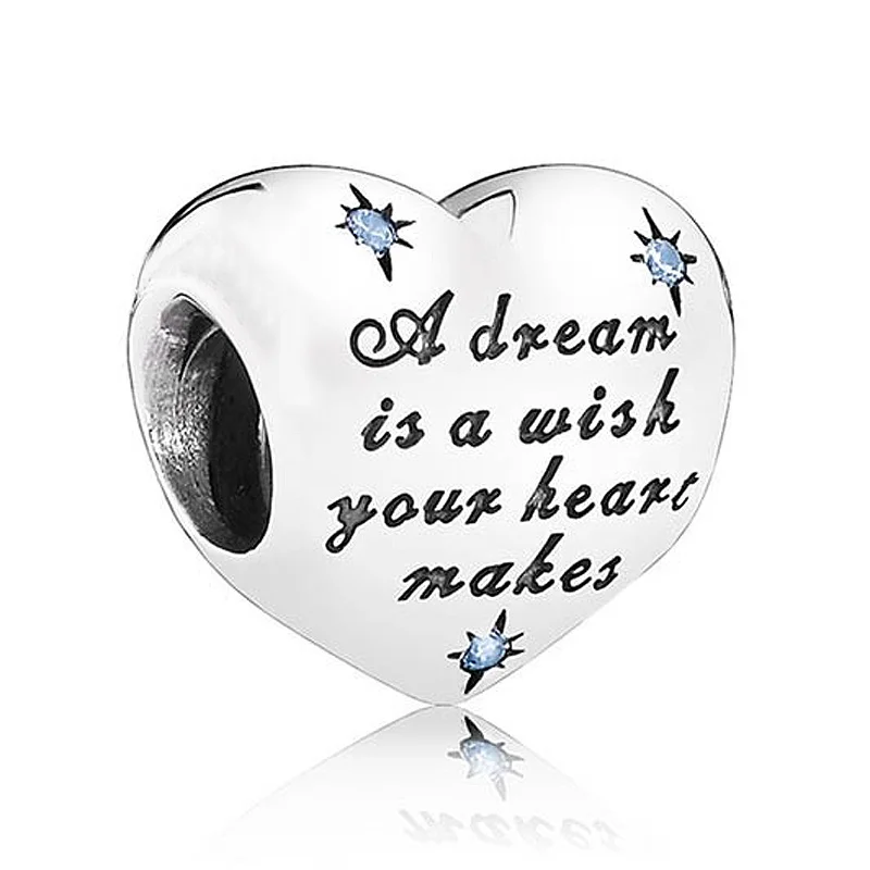 

Authentic 925 Sterling Silver Bead Charm Cinderella Love Heart Dream With Crystal Beads Fit Pandora Bracelet Diy Jewelry
