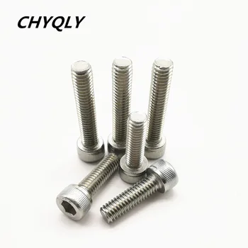 

50pcs/Lot M3 M4*4/5/6/8/10/12/14/16/18/20/22/25-45mm Metric Thread 304 Stainless Steel Hex Socket Head Cap Screw Bolts DIN912