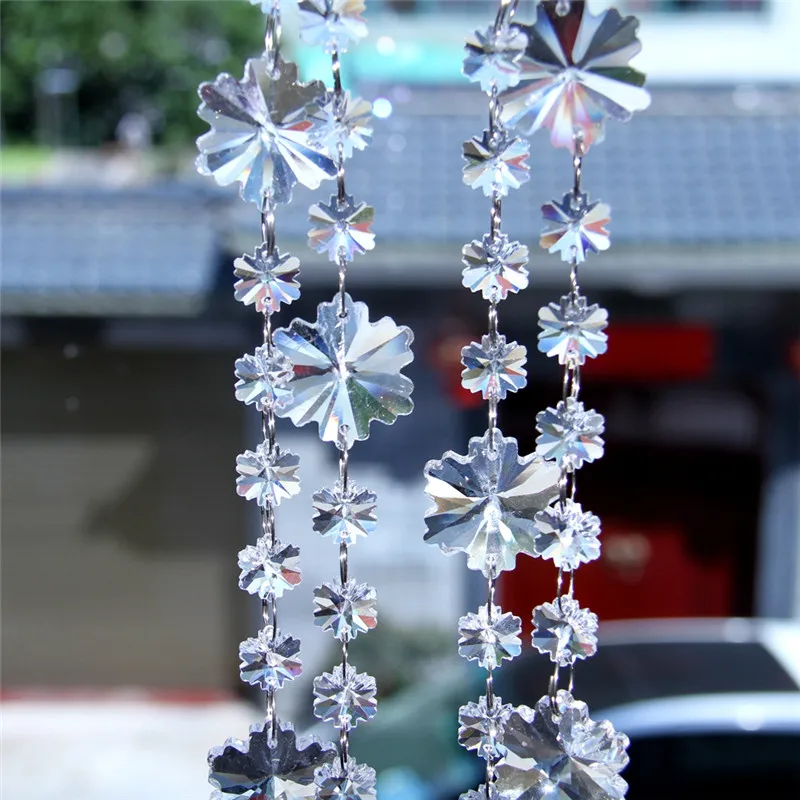 5 Meters/Lot Crystal Snowflake Beads Chains For Home DIY Garland Glass Hanging  For Wedding Window Curtain Marrige Decoration dashiatere 7 5 meters pvc leaves rattan plant artificial garlands for wrist corsage making home room wedding decoration