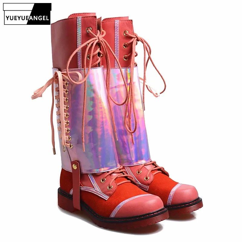 Bajo Tacón Botas Más Mujeres Muslo Casual Caballero Calle 41 De Fleece Cuero Genuino red Planos black Moda El Las Tamaño Encajes Alto Black Martin wxpUwXSqT