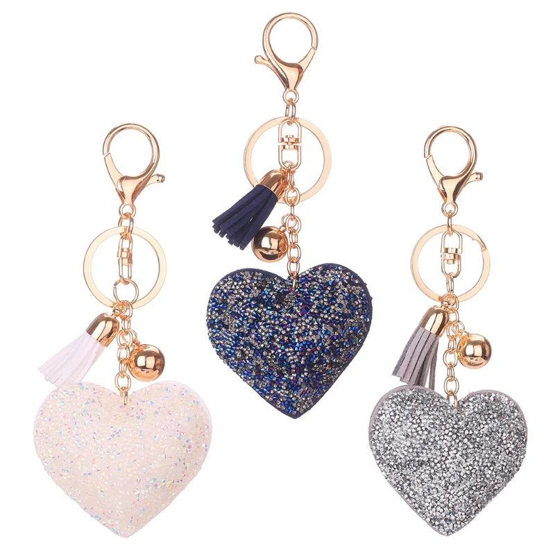 

JAVRICK Heart Rhinestone Charm Pendant KeychainKeyring Car Purse Bag Key Chain Handbag