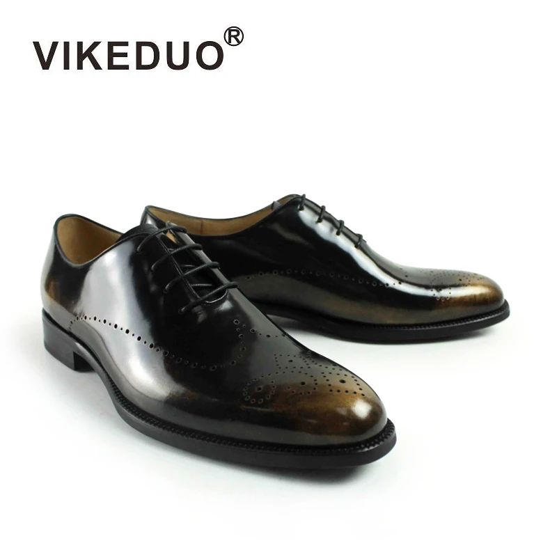 Vikeduo/мужские оксфорды; сезон лето; Новинка года; модные модельные броги; Мужская обувь из натуральной кожи; zapatos hombre; Свадебная формальная обувь - Цвет: Black
