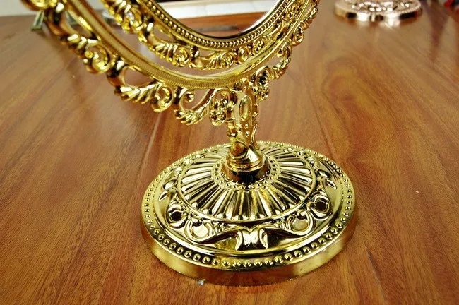 Европейское античное бронзовое вращающееся настольное косметическое зеркало с Цветочным Тиснением, эллипс, зеркало для макияжа, портативное зеркало