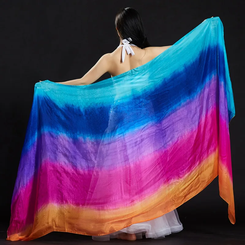 Real Silk Belly Dance Veil Dance Veils Bellydance Silk Shawl Scarf Blue