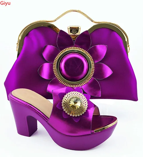 

doershow African newShoes And Bag Matching Set With silver Hot Selling Women Italian Shoes And Bag Set For Party Wedding SKP1-22