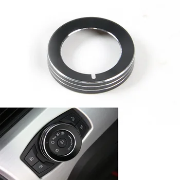 

1Pc Aluminum Car Front Head Light Lamp Switch Button Circle Decoration Trim Ring Fit For Ford Mustang F150 2015 2016 3 Colors