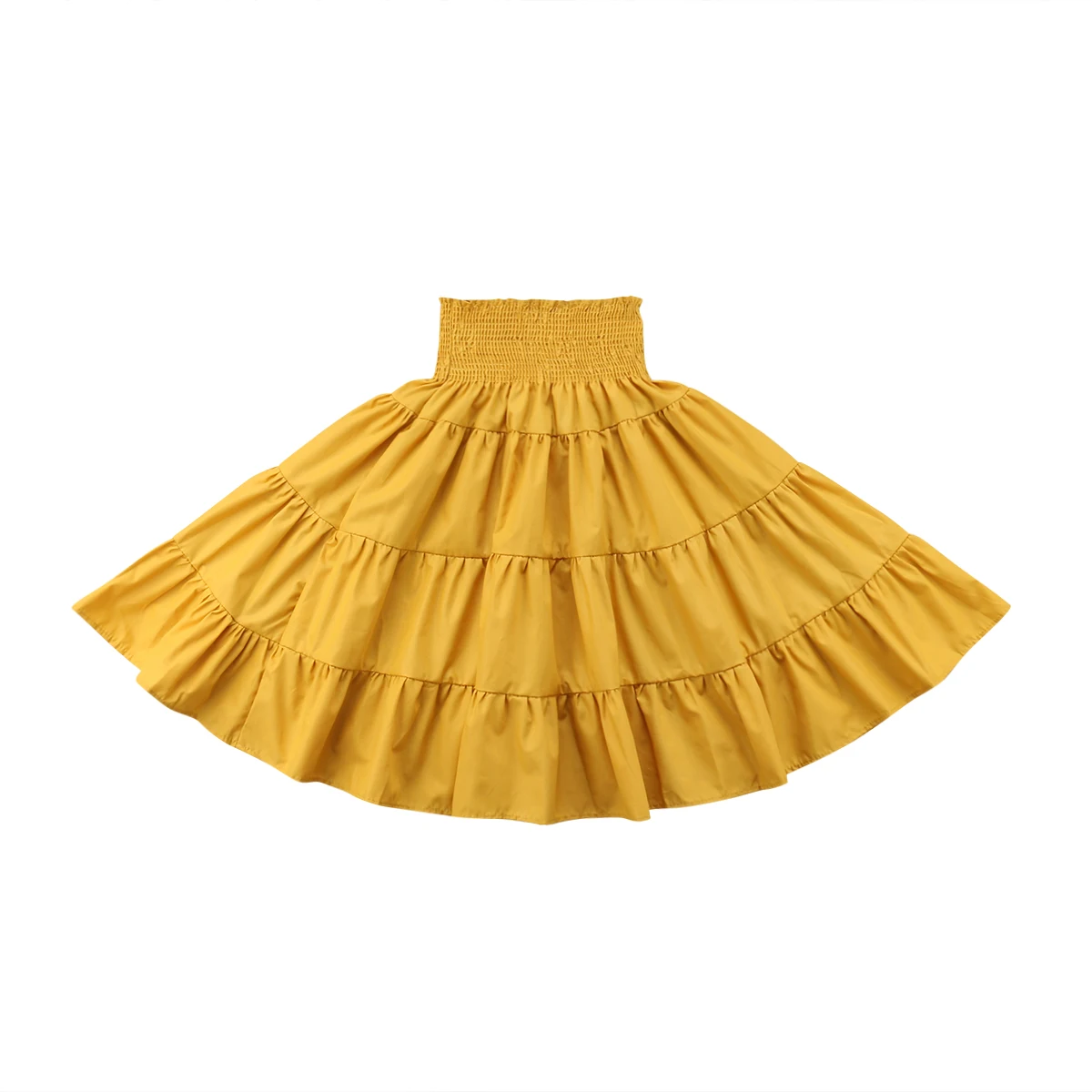 Малышей юбки для девочек эластичные Высокая Талия плиссированная юбка Повседневное длинные юбки Одежда Размеры От 2 до 5 лет - Цвет: Цвет: желтый