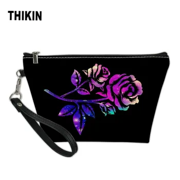 

THIKIN Colorful Starry Roses Pattern Print Cosmetic Bags Girls Makeup Bag for Lady Professional Make Up Case Custom Vanity Box
