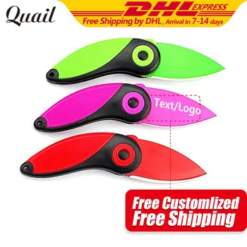 

Quail Cute Cartton Parrot Bird Mini Ceramic Knife Pocket Folding Knife Fruit Paring Knife with ABS Handle Personalized Text Free