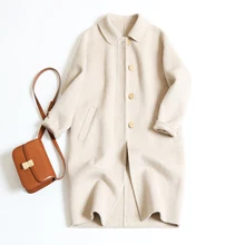 Весна, новое шерстяное пальто из кашемира, Женское пальто, длинное, популярное, Кукольное пальто с воротником