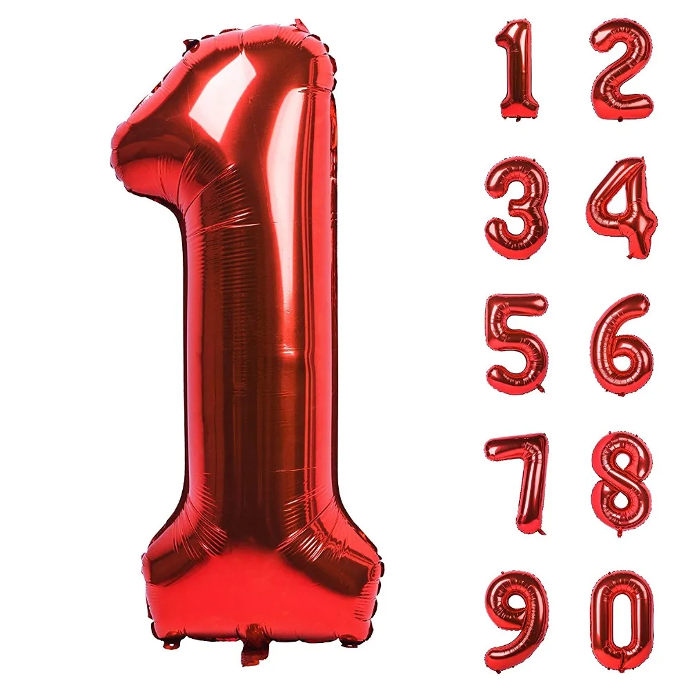 

32"/40" Large Numbers 0-9 Birthday Party Decorations Helium Foil Mylar Big Number Balloon Red Blue Gold Silver Rose gold Black