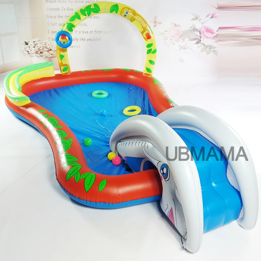 Piscine gonflable en plastique pour grands enfants | Fond antidérapant pour jardin extérieur, boule de pulvérisation d'eau