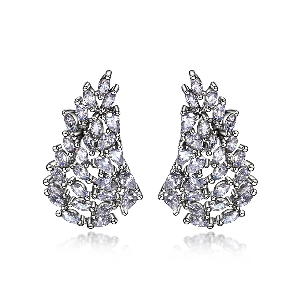 New arrivals luxury Stud Earrings copper material setting white cz