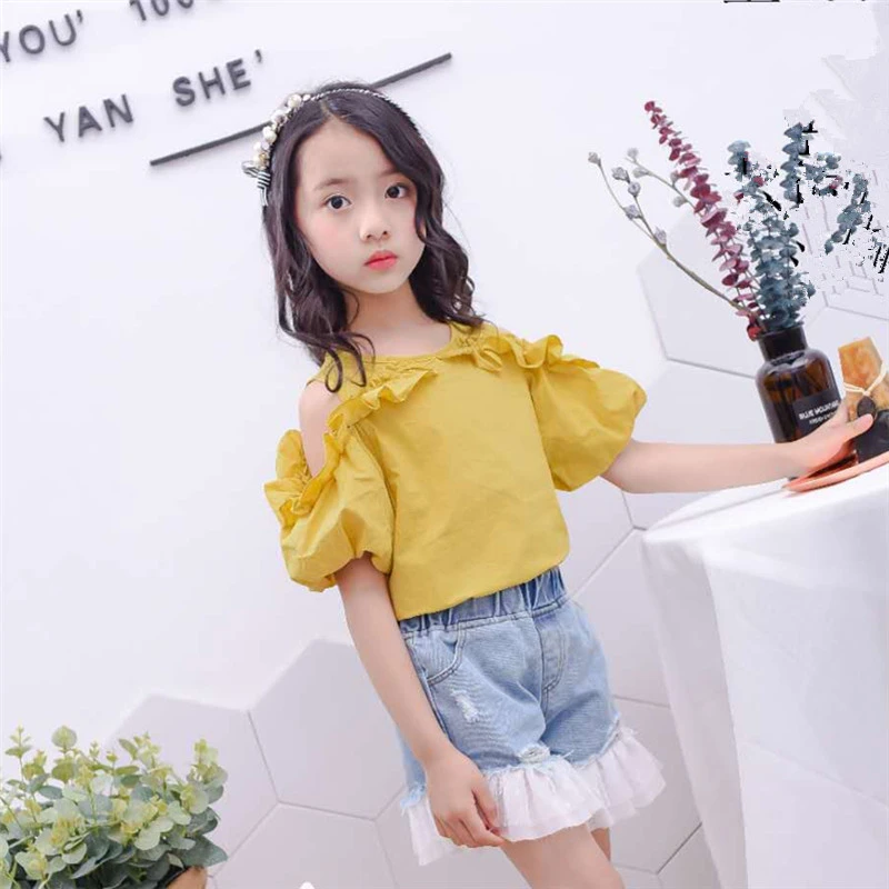 Camisa de algodón de manga corta para niña, blusa de diseño a la moda, Color caramelo, para verano, 2018|Blusas y - AliExpress