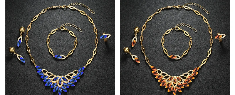 BTSETS Turkish Wedding Jewelry Sets For Women Plant Bohemian African Beads Jewelry Set Rhinestone Cheap Costume Jewelery Sets (3)