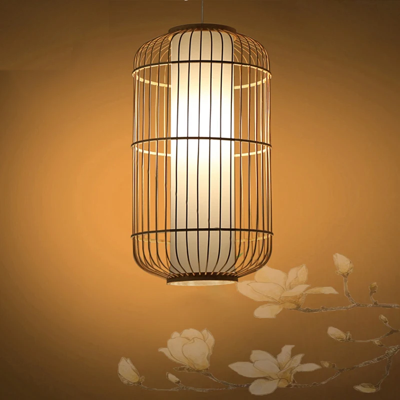 

New Chinese style vintage pendant lights wood and bamboo for dining room hotel hall home loft led pendant lamp light AC110v 220v