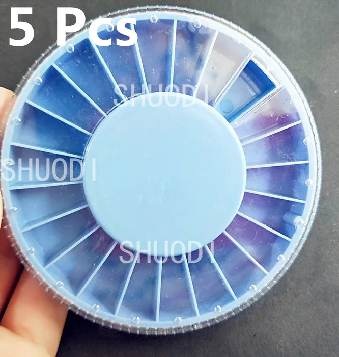 

5 Boxes of 22 slots Round Container Box for Dental Orthodontic Brackets buccal tubes Storage Box ( Price not includes bracket )