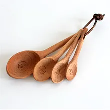 

Zakka Style 4PCS/Lot Kitchen Cook Tea Measuring Spoons Wooden Baking Spoon Set Kitchen Tools