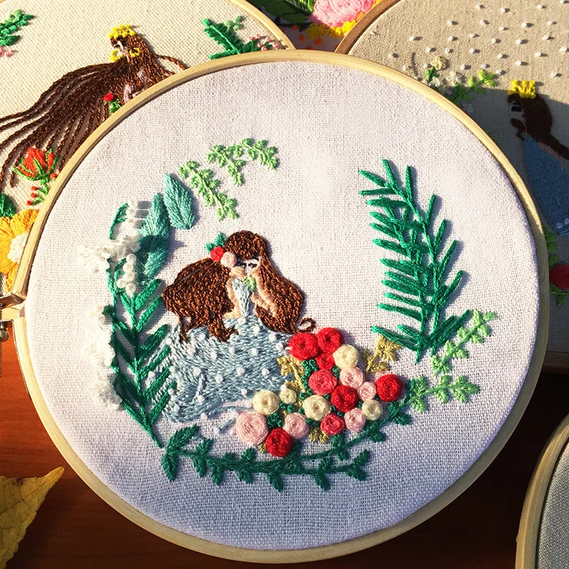European DIY Handmade Cross Stitch Beginner Embroidered Kit Beautiful Cartoon Princess Patterns Embroidered Material Package