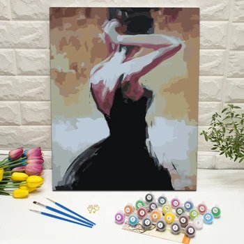 

Framed Women's Back Oil Painting by Number HandPainted Canvas Wall Art For Living Room Decoration Wall Art 40x50cm Unique Gifts
